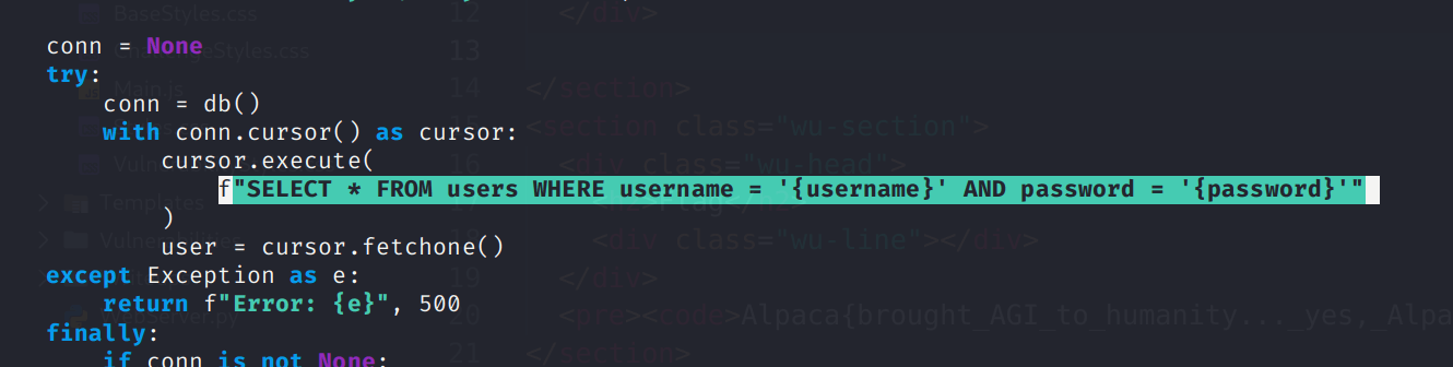 SQL Injection in source code