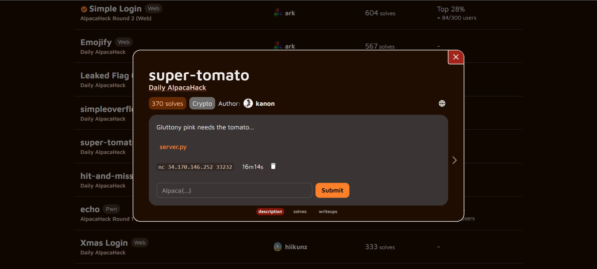 Challenge Page
