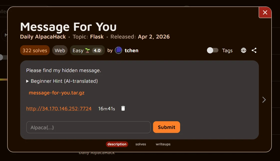 Screenshot with the description